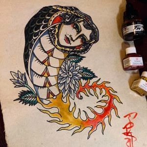 Traditional Flash tattoo design by Thaigaz Swallow #Goldendaggertattoobkk