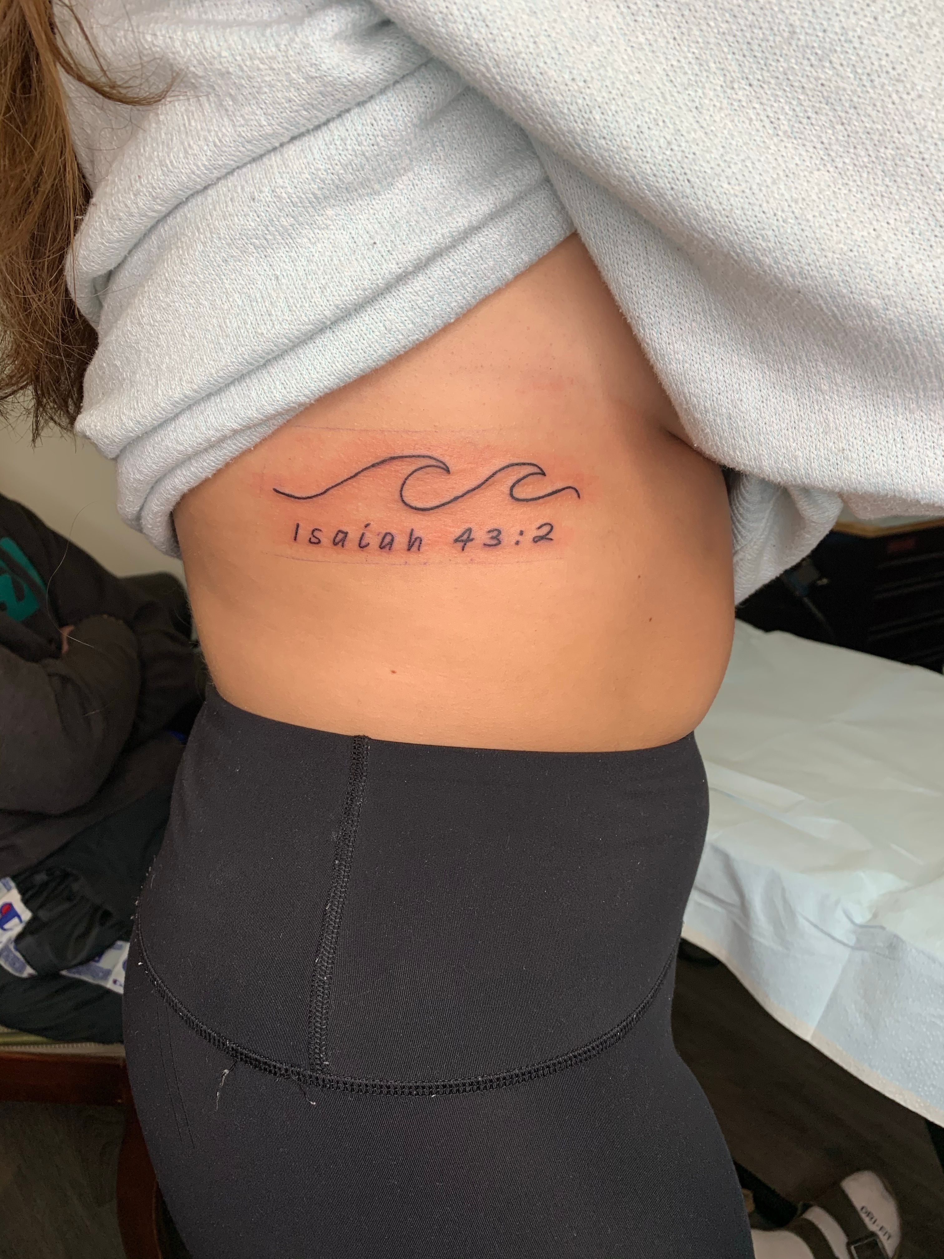 Tattoo uploaded by Brittany Brutal  Isaiah 432 lettering and a simple  wave above it  Tattoodo