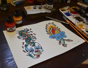 Traditional Flash tattoo design by Rosaz Mary Tattooer  #Goldendaggertattoobkk