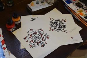 Ornamental Traditional Flash tattoo design by Rosaz Mary Tattooer #Ornamentaltattoo #Goldendaggertattoobkk