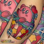 Kawaii Kirby cupcake tattoo for Matti! 