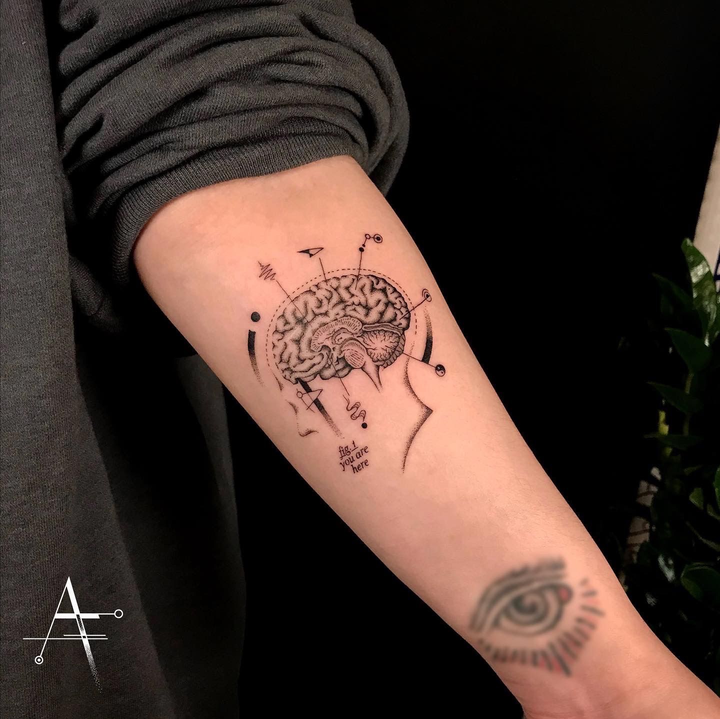 Floral brain as a neuroscience student by Giovana Marsura at Chapter One  Tattoo San Diego CA  rtattoos