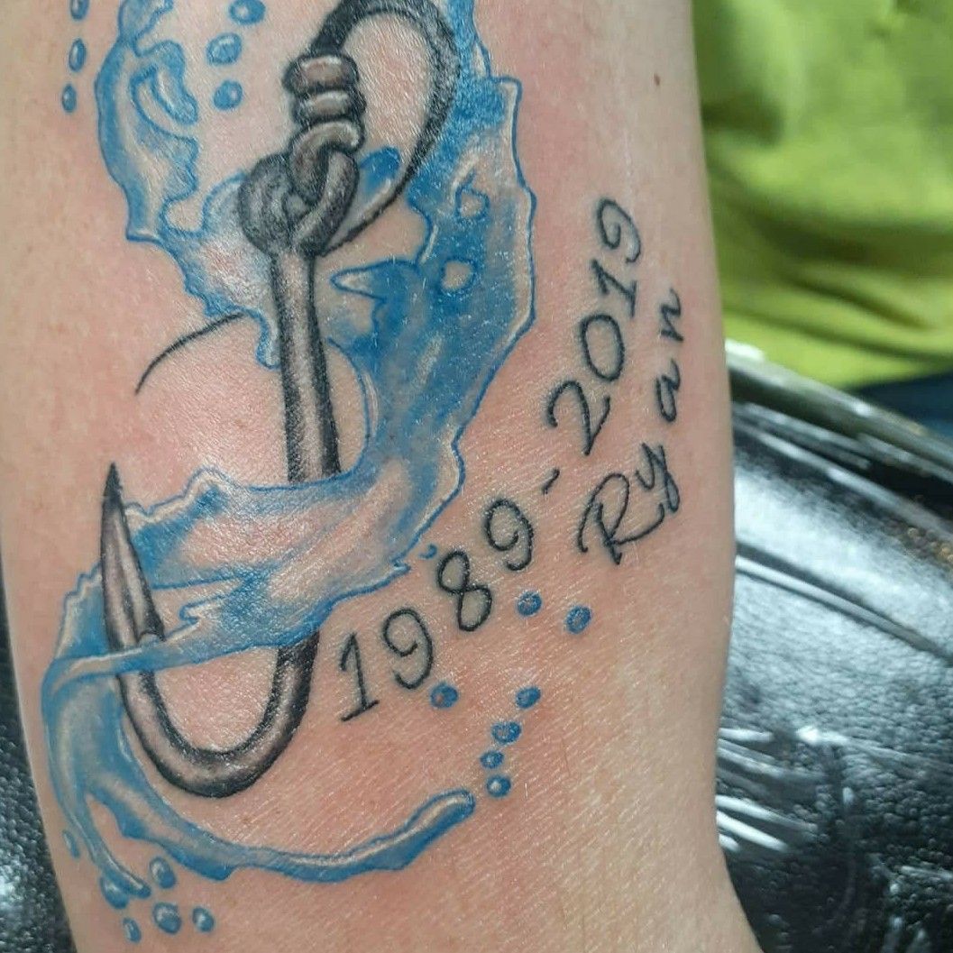 Tattoo uploaded by Nick  Heres a fishing themed tattoo in memory of my  clients grandfather  Tattoodo