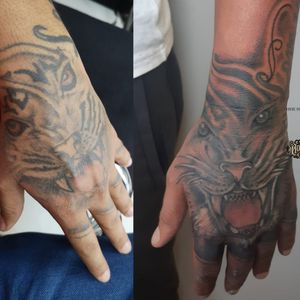 Rework of an old hand tattoo