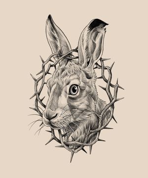 Wild rabbit and thorn