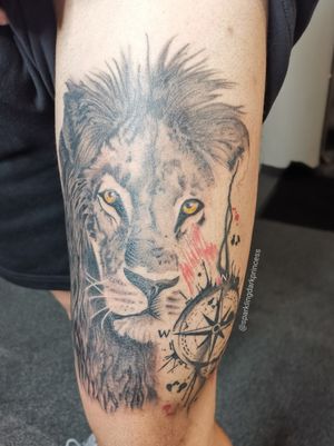 Lion with compass