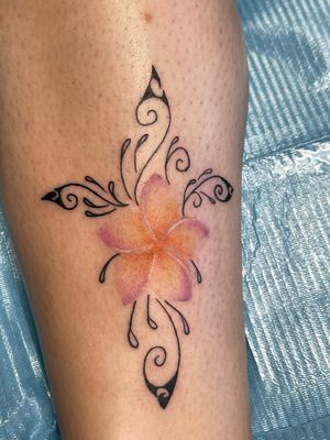 Flower with tribal cross 