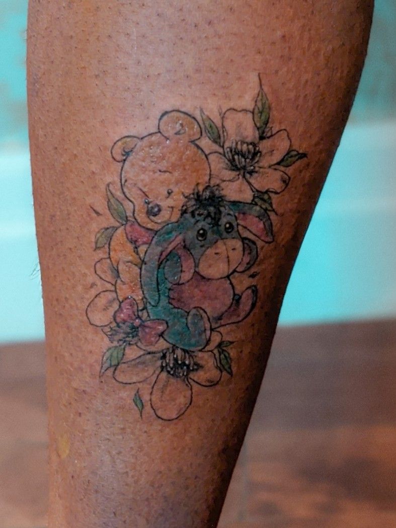 Tattoo tagged with winnie the pooh small eeyore fictional character  line art animal disney cartoon ankle facebook donkey twitter  michellesantana disney character film and book fine line cartoon  character  inkedappcom
