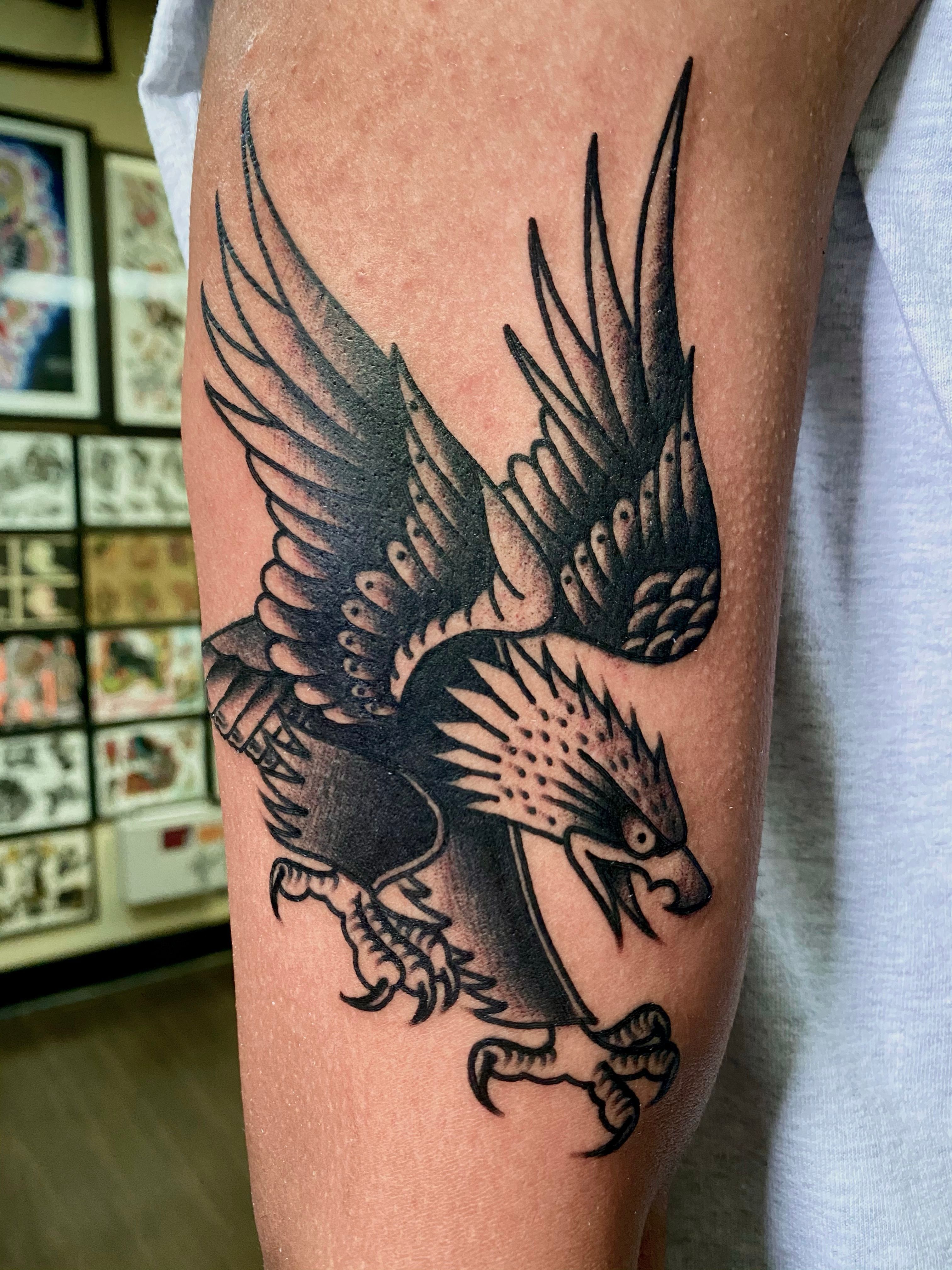 Flying Eagle Tattoo Design Black and White Animal Tattoo Digital Art - Etsy  Sweden