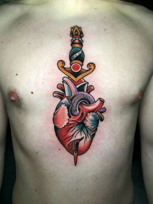 Dagger on heart ,first tattoo for Miguel