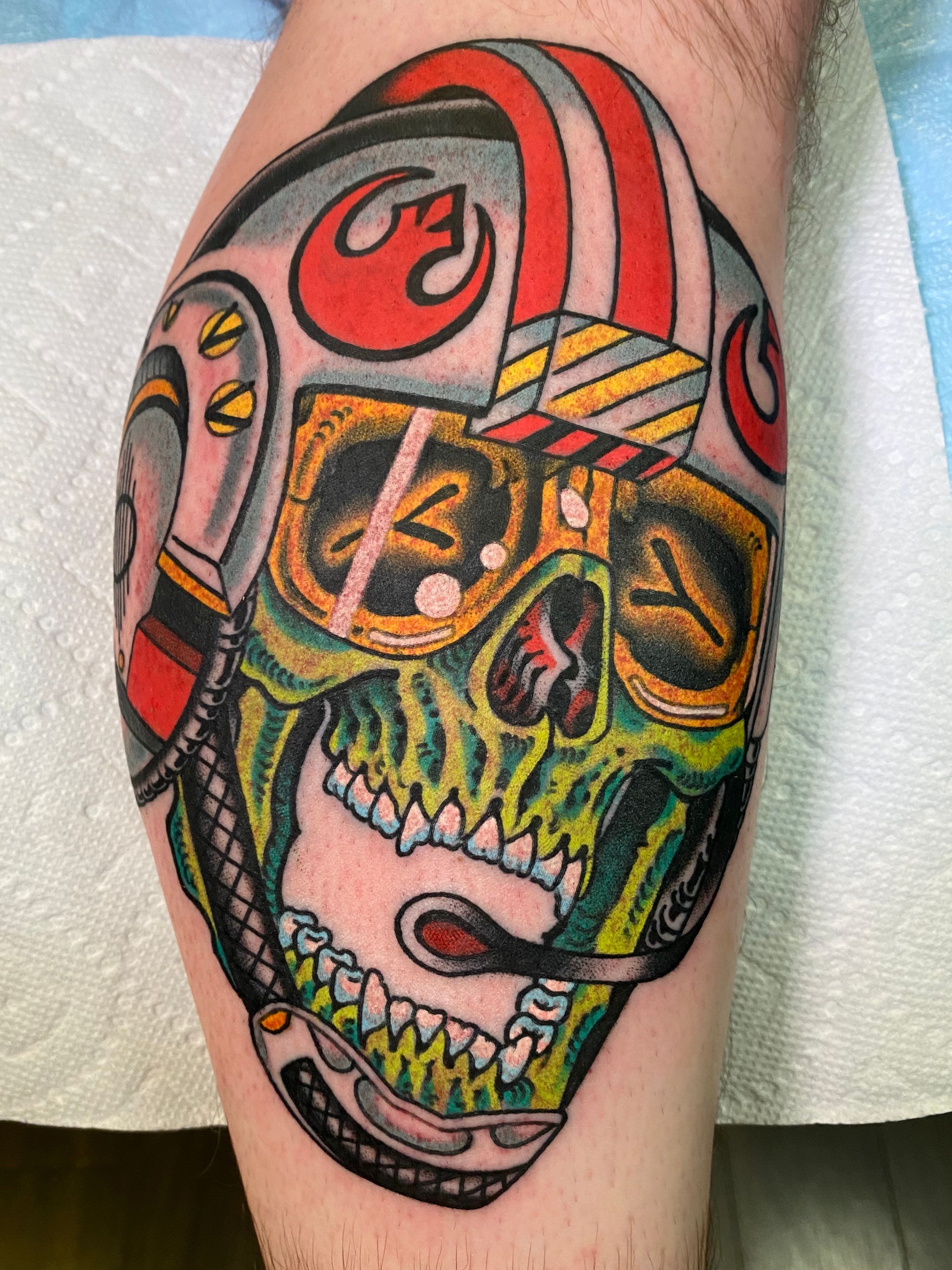 COREY BLAU - Rebel Star Wars Skull Helmet - Tattoo Style Illustration