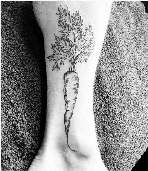 Cute cartoon carrot tattoo done on the arm. #cartoontattoo #cute  #inmemoryof #carrot #femailtattooartist #mjsink #mjsinklerksdorpbranch ...  | Instagram