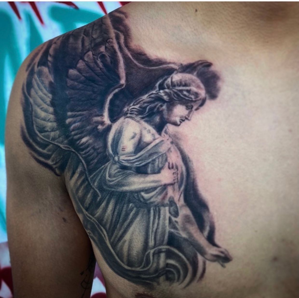Warrior Angel Fighting With Sword Best Temporary Tattoos| WannaBeInk.com