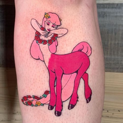 Fantasia centaur tattoo by breathingrooms #breathingrooms #centaur #fantasia #pink #rose #portrait #horse #mythicalcreature #mythical #creature #cute