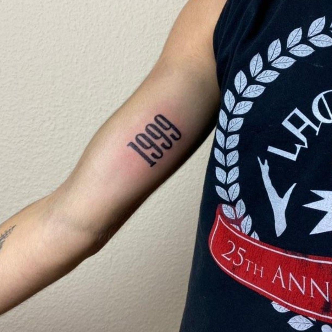 1999 in Bold lettering Tattoos  Search in 13M Tattoos Now  Tattoodo