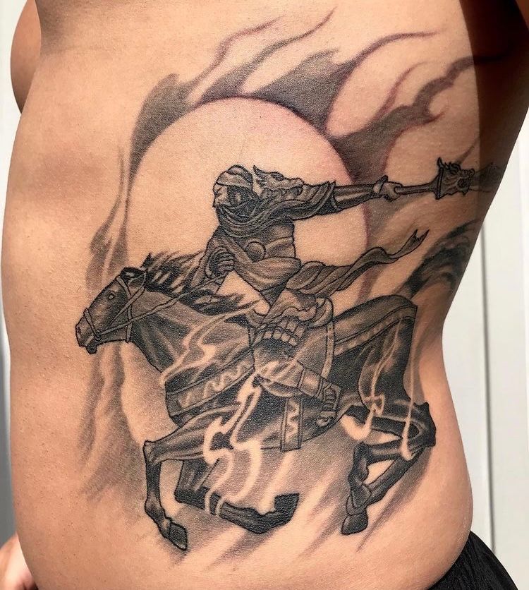 Deity Guan Yu with Buddha Koi Cherry Blossoms Kai 7th Samurai mens sleeve  tattoo  7th Samurai Tattoos