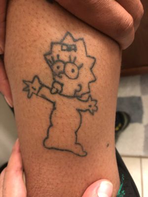 Tattoo uploaded by Joe • Maggie is quite tarted up here. Via Instagram  @shell_valentine_tattoo #ShellValentine #TheSimpsons #SimpsonsTattoo # Simpsons #Funny #Maggie #MaggieSimpson • Tattoodo