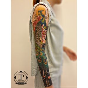 孔雀紋身Peacock Tattoo花臂(女)Full sleeve Tattoo for 