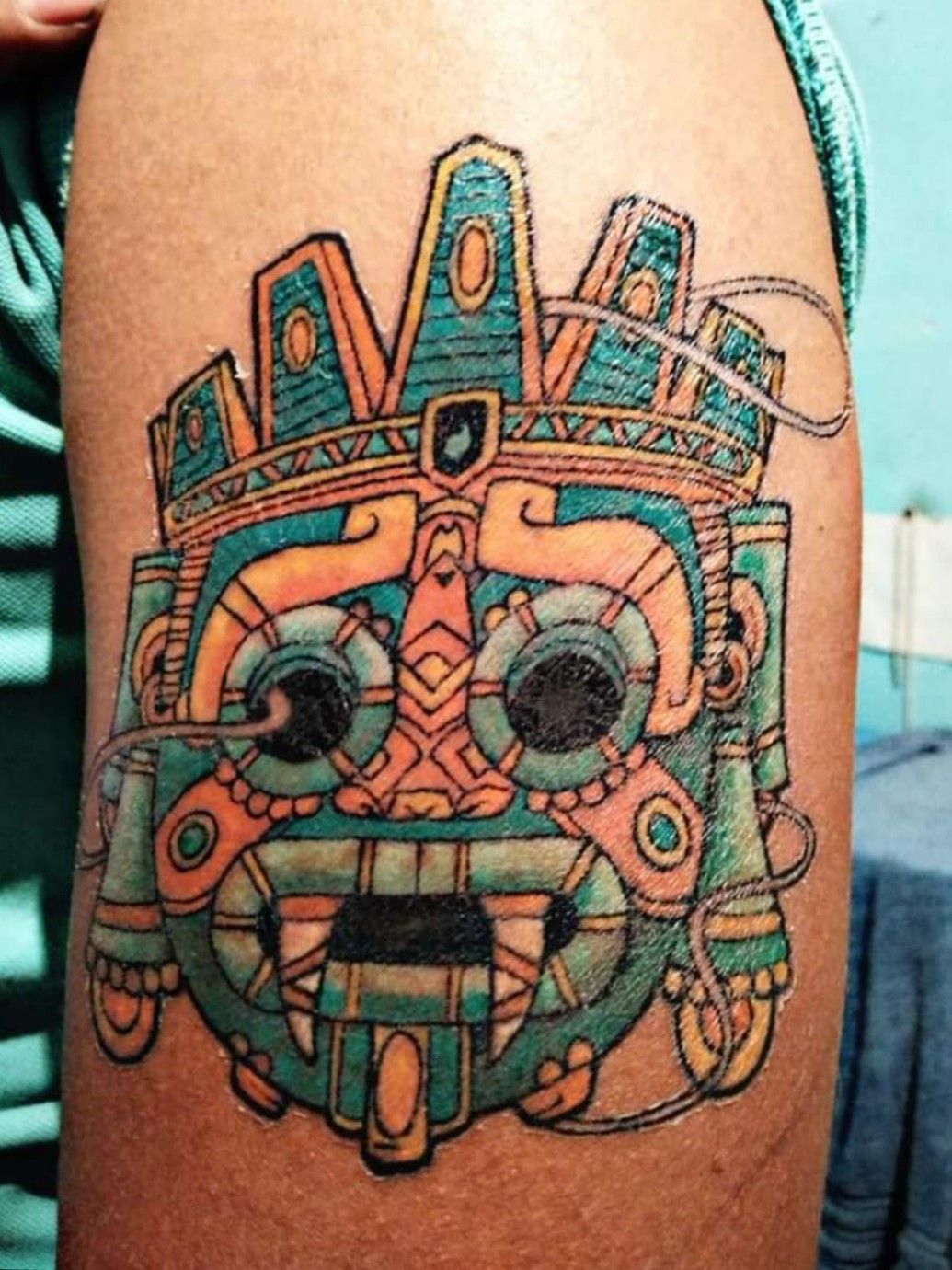 Tlaloc Mexican Mask Tattoo Art Stock Vector  Illustration of mexico  cartoon 238022219