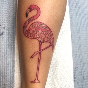 A lil’ pink floral flamingo