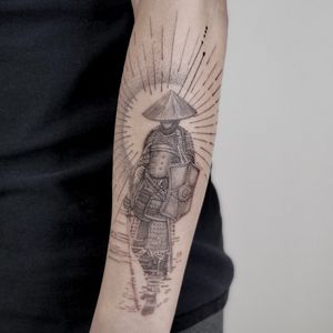 Asian warrior #tattoo #inked #warrior #blackandgray #glitch #tattoosbysherri