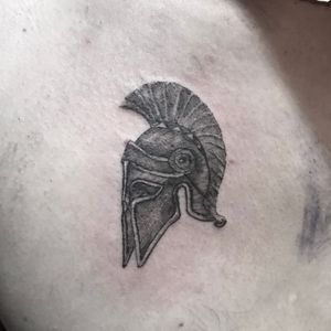 Black and grey Spartan tattoo, inspired by 300.