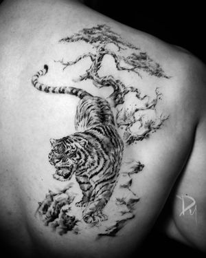 Tattoo uploaded by Dylan C • montreal-asian-tiger-and-tree-tattoo-on-back •  Tattoodo