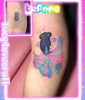 Galaxy watercolor goldfish cover up