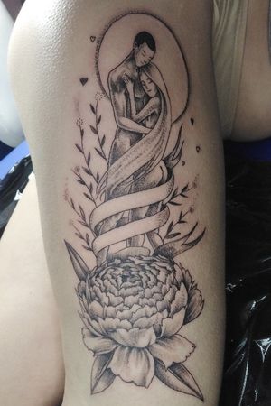Moon couple | original custom tattoo | rl 1009 #blackandgray #tattoist #tattoopen #dinamycink #tattoo.drawing.art #lx