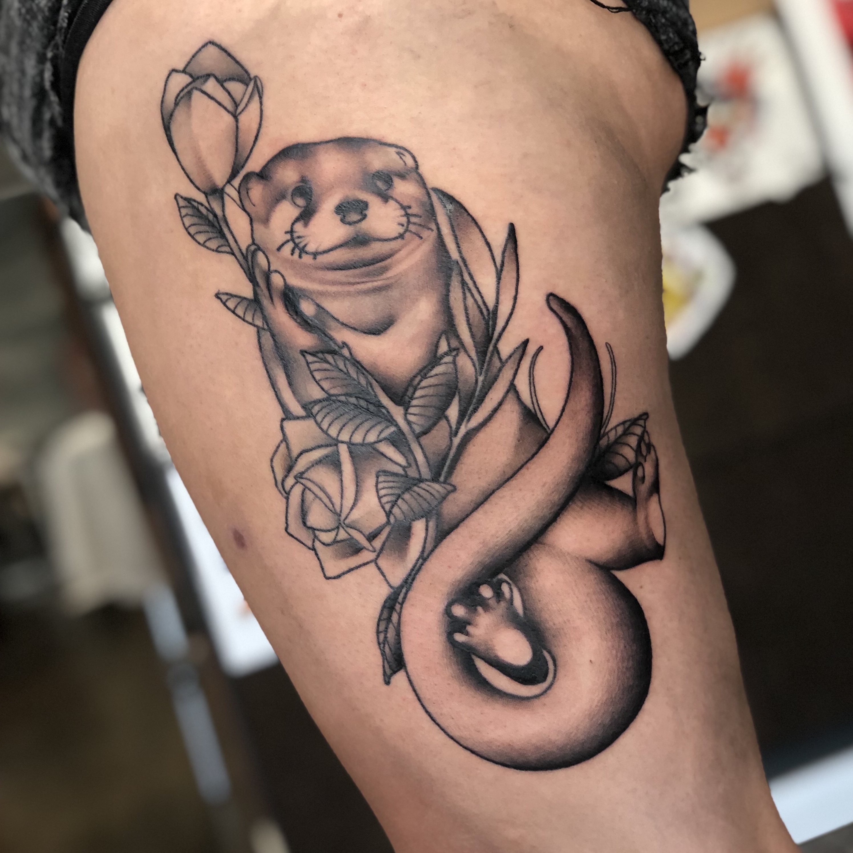 AI Art Generator Realism colored tattoo of asian small clawed otter