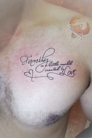 "a Family is a little world created by love!"#qoutesoftheday #qoutes #qoutetattoo #qoutesoflife #qoutestattoo #tattoolife #tattoo #tattooideas #tattoooftheyear #familytattoo #familia #familytime #familygoals #lifecircle #lifegoals #ink #inked #chesttattoo #fonttattoo #beauty #thecleanestlinesinbusiness #cleanlinetattoo #line #script #scripttattoo #chandigarhlifestyle #mohali #chandigarhtattoos 