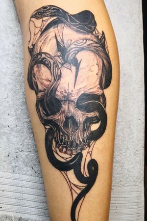 Skull and snake done by Stephen @Evolution Inks.