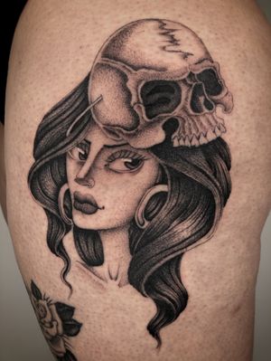 Woman & skull