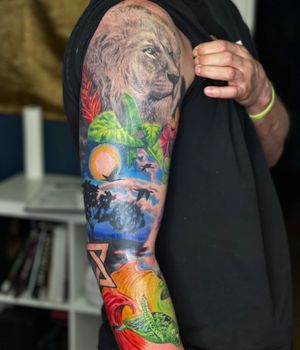 Rasta inspired sleeve I've been  working on. To see more of my tattoos visit varotattoos.com 
