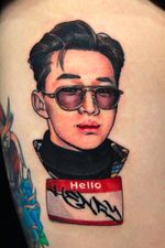 K-pop star Henry portrait tattoo