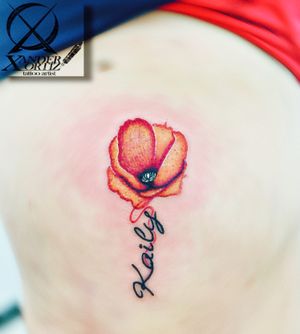 #flower #lettering #full #color #black #work #minimalist #minimalism #small #medium #tattoos #tattoostyle #tattooideas #tattoolovers #tattooart #tattooartist #artist #xanderortiz #citasdisponibles #southinkpr 💉🎨