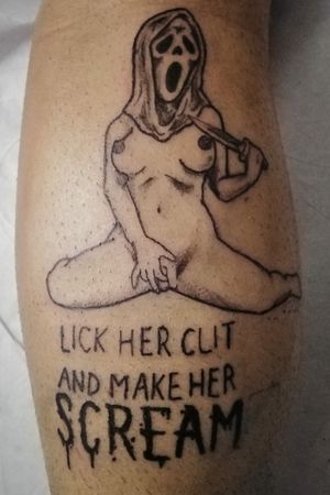 Masked Shunga | needle & coiled traditional lines setting humorous horror #screamtattoo #nudity #shunga #tattoo #artist #lifestyle #tattoist #arts #inkoverluv2021 #inking #safetyfirst #dinamycink 
