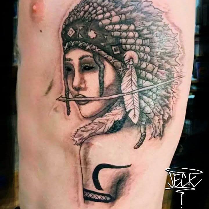 Anamorphose tattoo  Indian girl  nativeamerican indiangirl  indiantattoo indiangirltattoo tattoo blackandgrey  Facebook