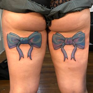 Blue and purple bows
