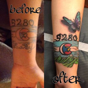 Cover-up/touch-up of the foothills, 5280, and Colorado flag, added a butterfly 