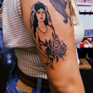 “Hortencia Wedding Day” by Phoebe Rose at Lady Magnolia Tattoo in Dallas, TX🌸✨🍓