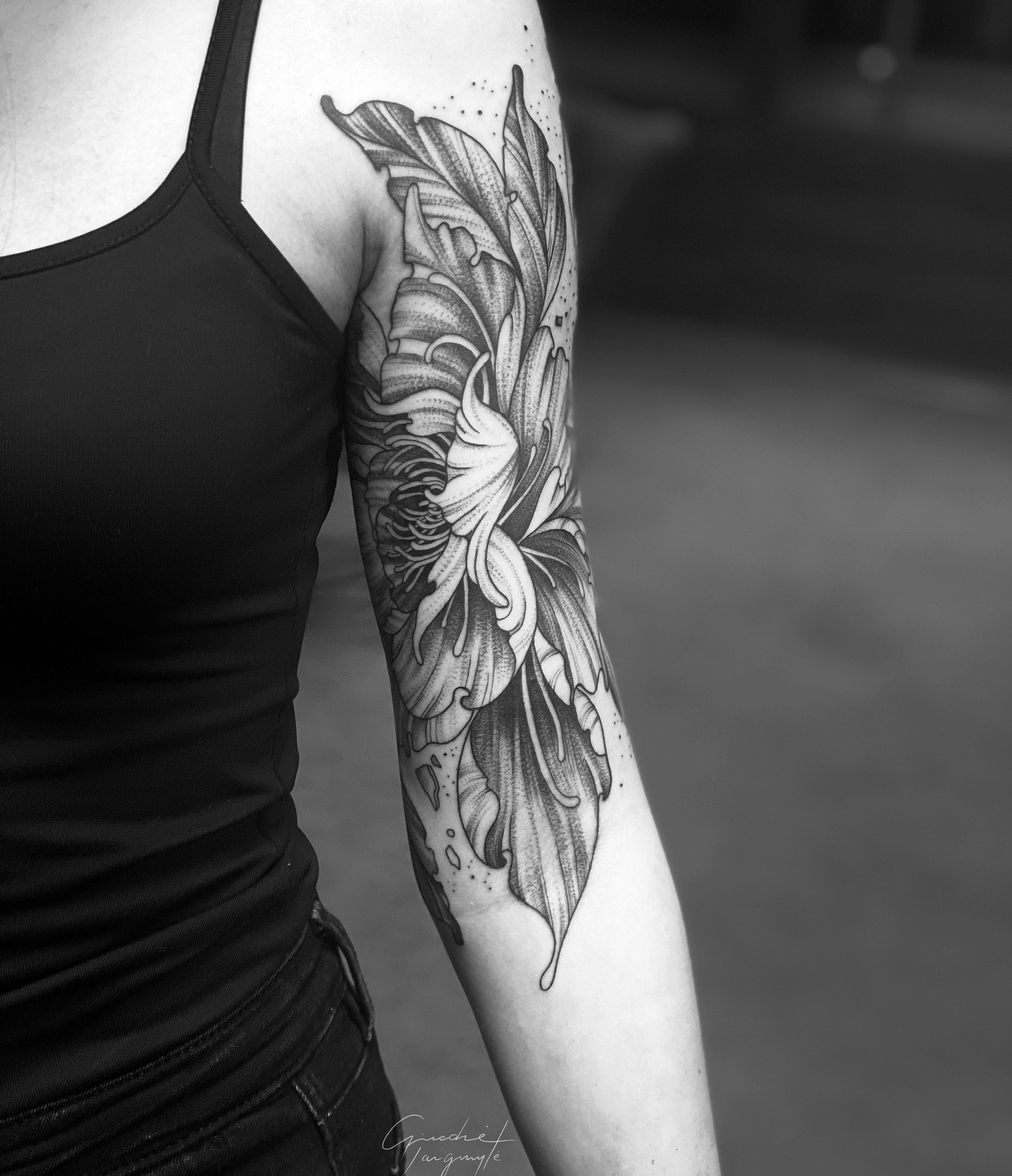Flower tattoo ideas on the upper arm, inner bicep area for girls 🫶✨💡... |  TikTok