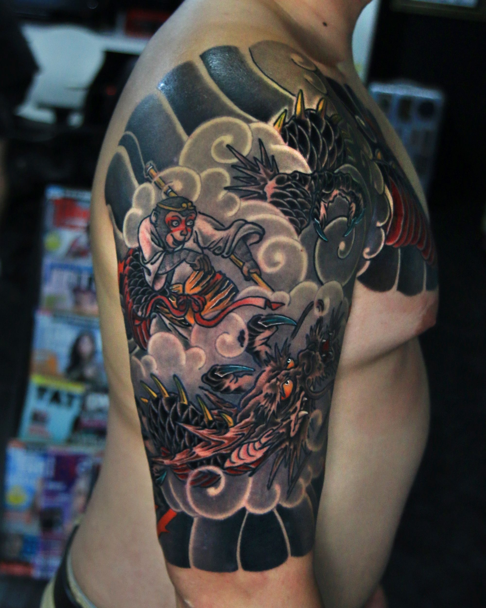 Wrapped up my dark realism sleeve. Tattoo done by Steve Pelkey, dark sky  tattoo, ferndale MI : r/tattoo