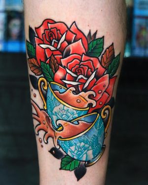 Teacup traditional tattoo. 