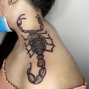 The wonderful Shana sat beautifully for this scorpion piece, we have continued to design further down the shoulder and arm, and excited to get going on it once we open from April 12th 