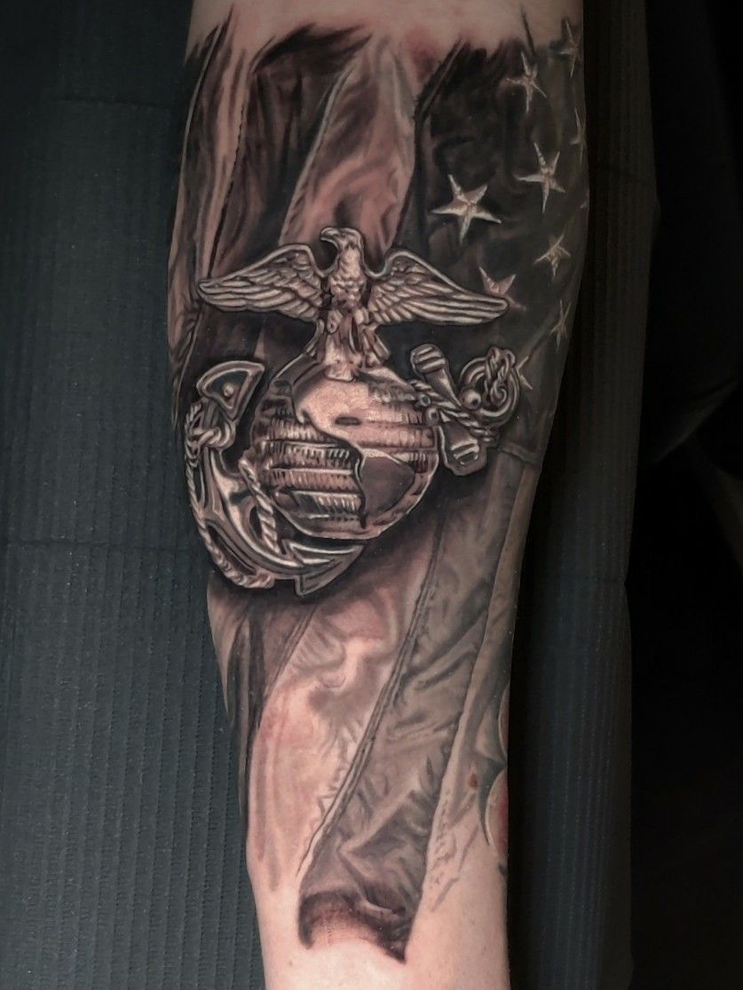 Tattoo uploaded by Jared • My first one for my service in the United States Marine  Corps • Tattoodo