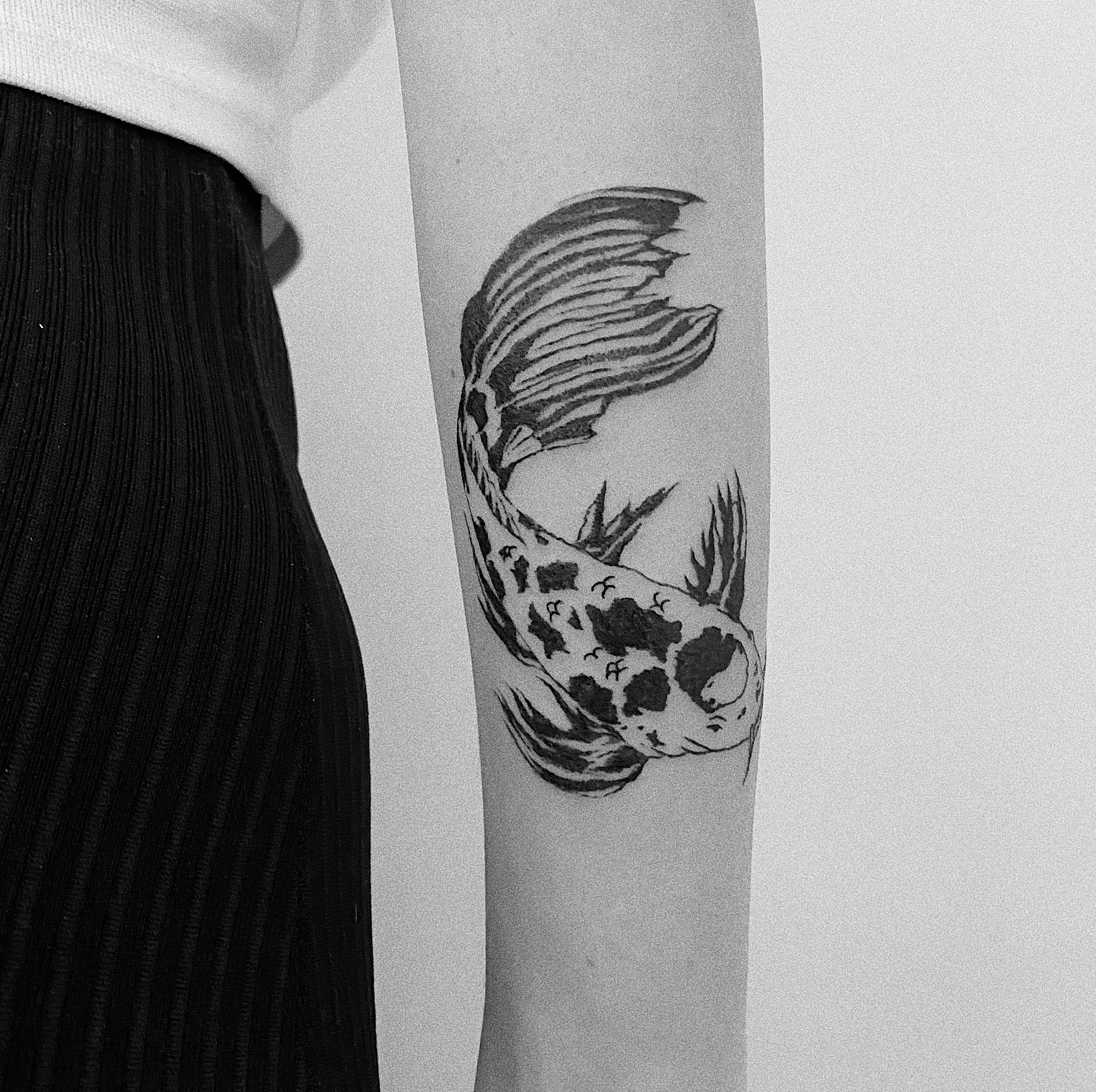 Koi Fish Tattoo Black And White