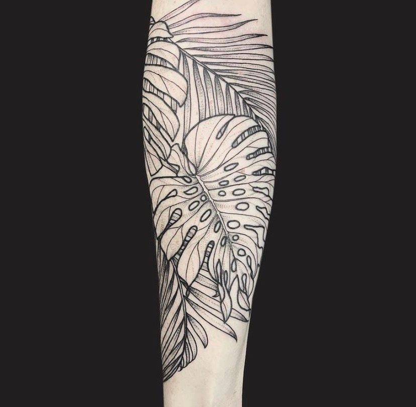  𝑽𝒂𝒏𝒆𝒔𝒔𝒂 𝑴𝒓𝒐𝒔𝒔  on Instagram Beautiful tropical leaves  for Alexia  Thank you so muc in 2023  Floral tattoo sleeve Body art  tattoos Sleeve tattoos