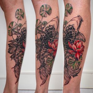 koi fish & lotus flower tattoo