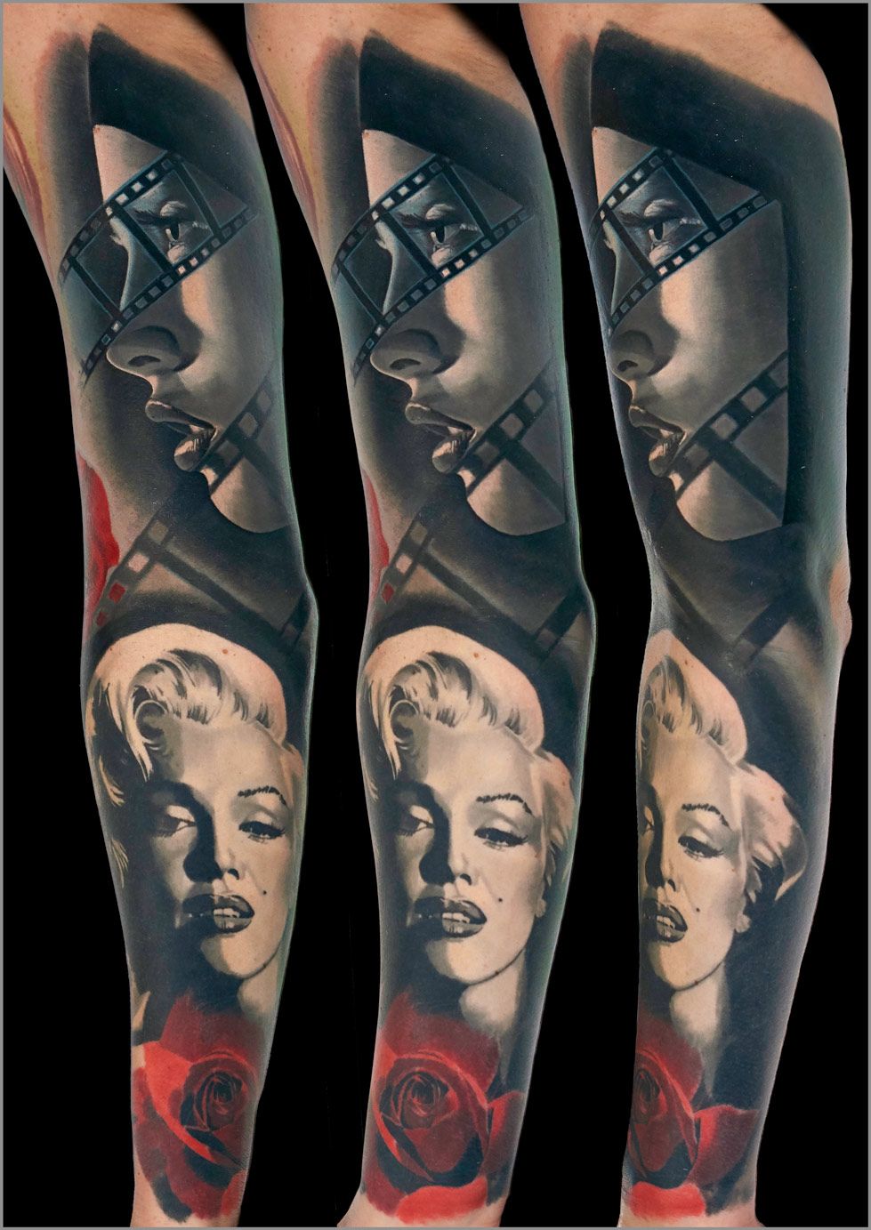 Marilyn Monroe's portrait tattoo.